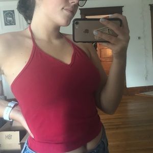 Vintage Red Halter Crop Tank